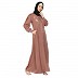Front Open cuff sleeves  Embroidery Abaya - Rose Golden